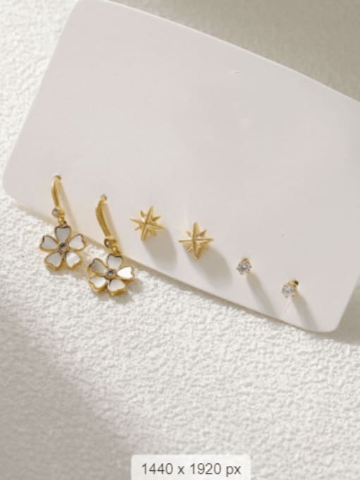 14k Gold [suit] Brass Shell Star Minimalist Stud Earring